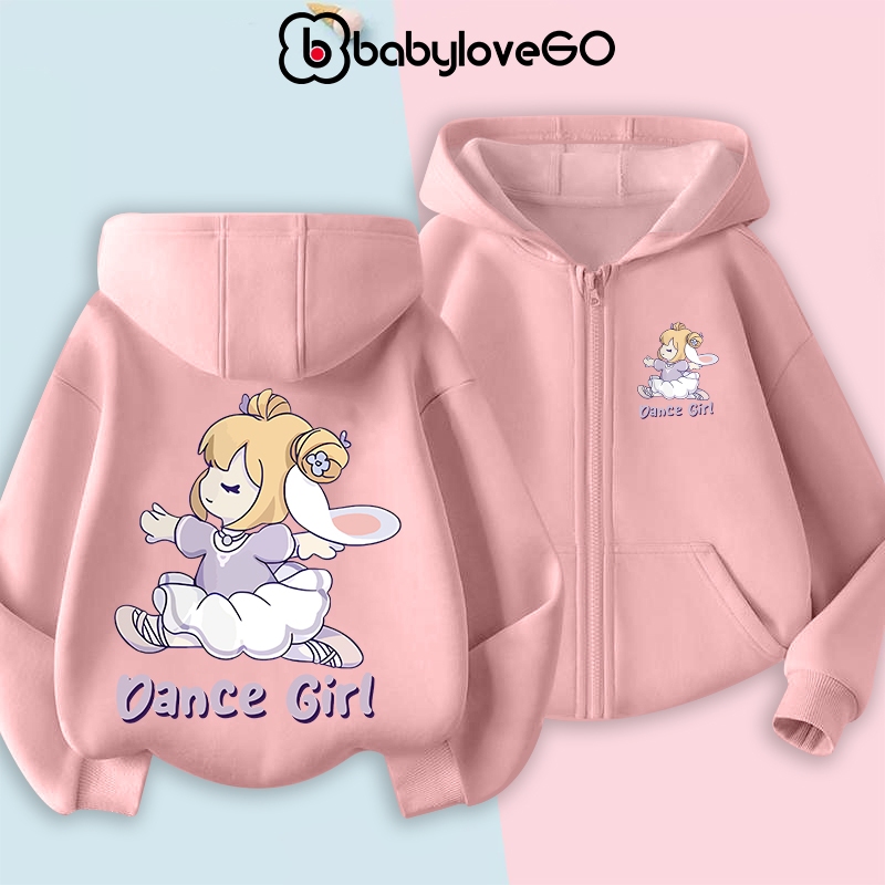 Áo khoác nỉ bông cho bé BabyloveGO 2024 áo hoodie in hình độc đáo có mũ và khóa kéo tiện dụng AK-RB34