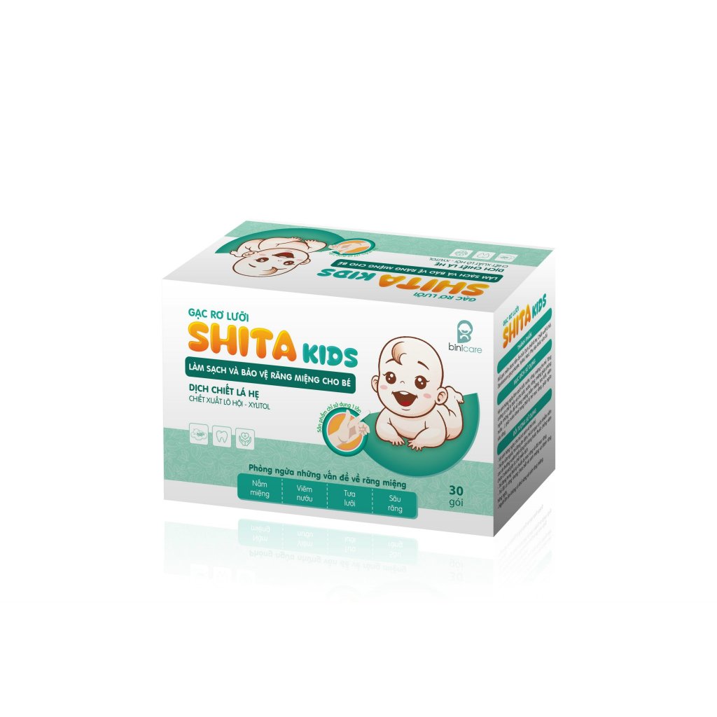 Hộp 30 gạc rơ lưỡi SHITA Kids thảo dược vệ sinh răng miệng cho bé