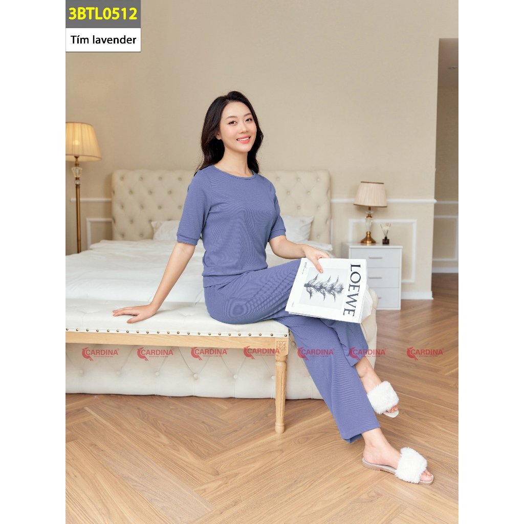 Đồ Bộ Nữ Mặc Nhà 𝐂𝐀𝐑𝐃𝐈𝐍𝐀 Chất Tăm Hàn Quần Suông Tay Lỡ Co Dãn Thoải Mái 3BTL05