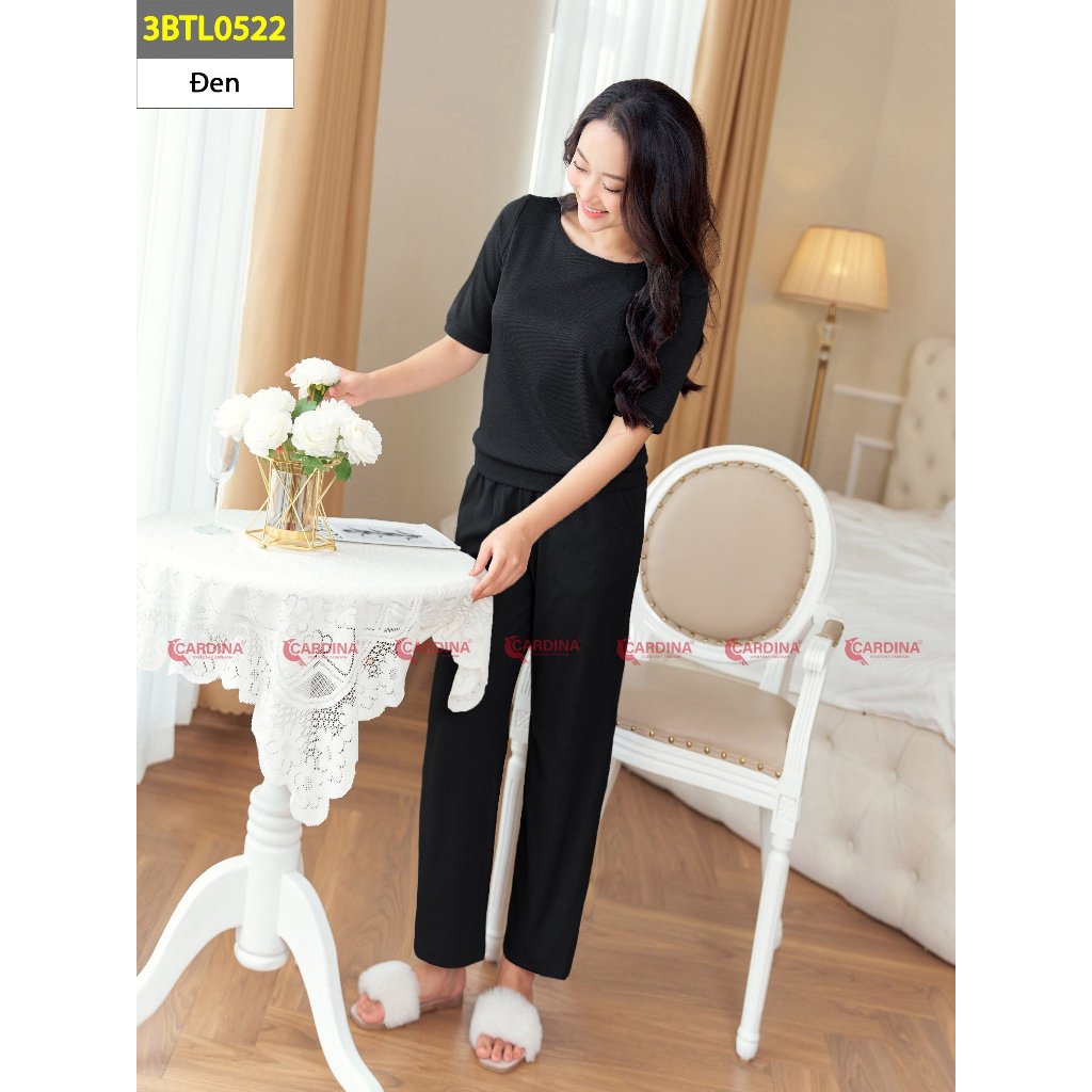 Đồ Bộ Nữ Mặc Nhà 𝐂𝐀𝐑𝐃𝐈𝐍𝐀 Chất Tăm Hàn Quần Suông Tay Lỡ Co Dãn Thoải Mái 3BTL05