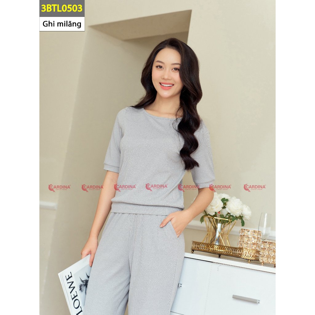 Đồ Bộ Nữ Mặc Nhà 𝐂𝐀𝐑𝐃𝐈𝐍𝐀 Chất Tăm Hàn Quần Suông Tay Lỡ Co Dãn Thoải Mái 3BTL05