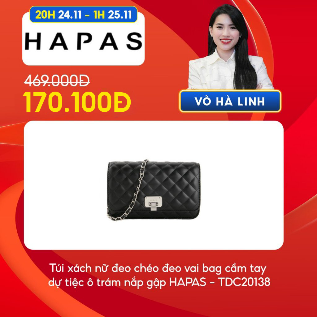 [Chỉ còn 170,1K sau khi áp voucher] Túi Xách Nữ Ô Trám Nắp Gập Sz 20 HAPAS - TDC20138