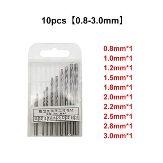 Bộ 10 mũi khoan thép xoắn từ 0.8-3.0mm