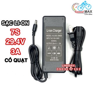 Sạc li-on 7s 29.4v - 3a có quạt tản nhiệt và đèn báo đầy pin