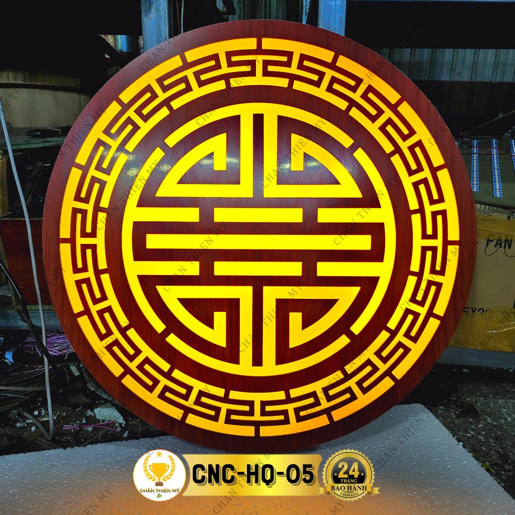 Đèn Hào Quang Phật Cắt CNC Chữ Phúc Cách Điệu Trang Trí Bàn Thờ, Treo Cùng Tượng Phật CNC-HQ-05