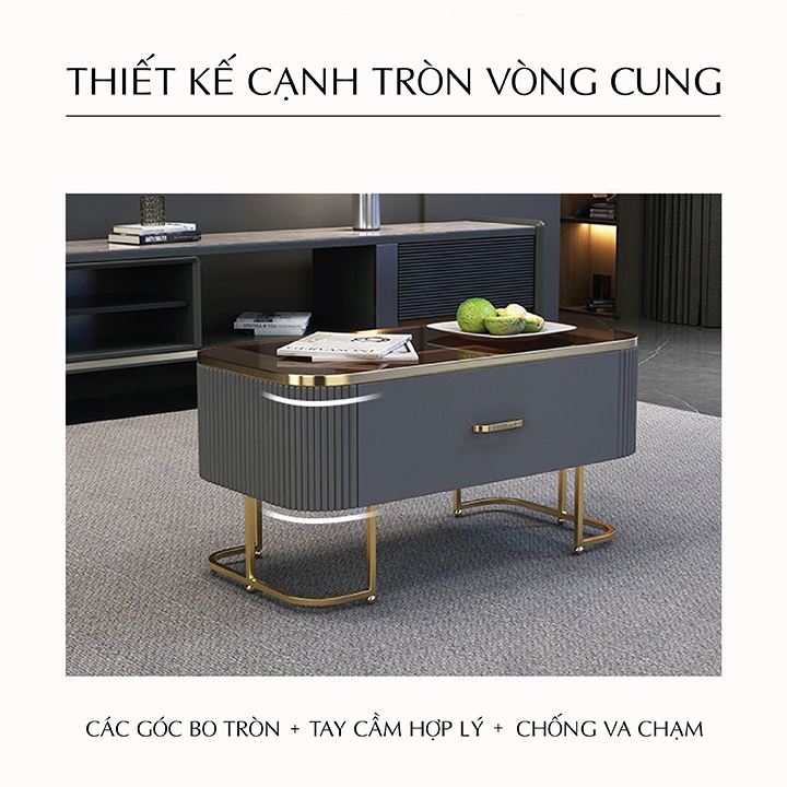 Bàn Trà Sofa, Bàn Trà Mặt Kính Cường Lực Hiện Đại Có Ngăn Dành Cho Phòng Khách, Cafe - M113