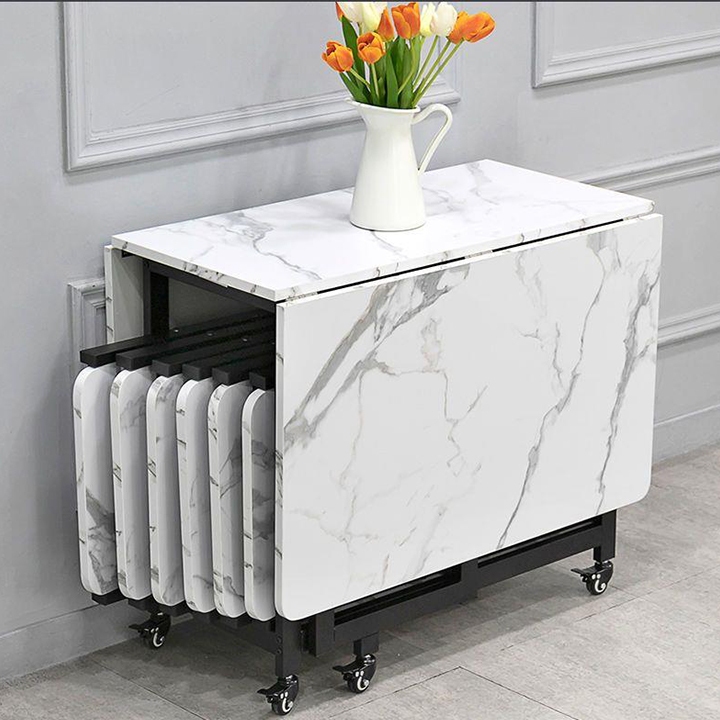 Bàn Ăn Gấp Gọn Thông Minh Hiện Đại Cao Cấp Có Bánh Xe Hình Chữ Nhật - M202