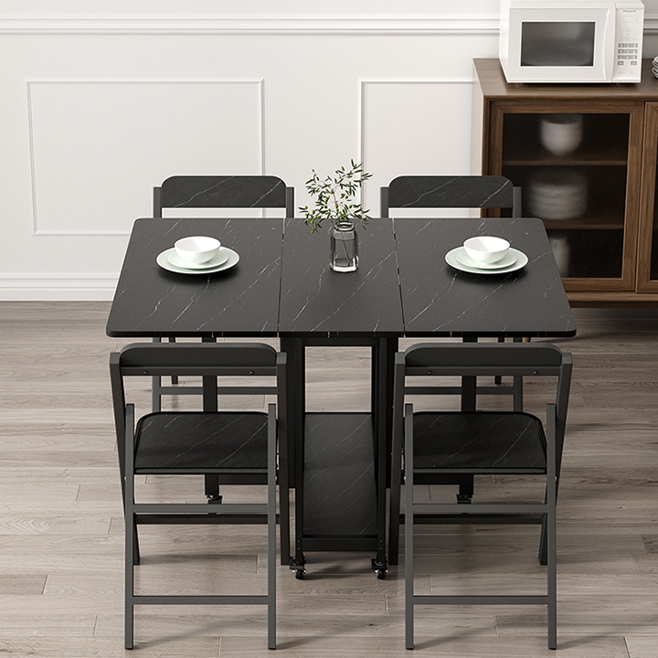 Bàn Ăn Gấp Gọn Thông Minh Hiện Đại Cao Cấp Có Bánh Xe Hình Chữ Nhật - M202