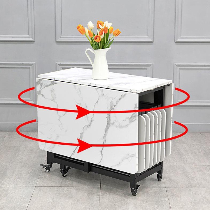 Bàn Ăn Gấp Gọn Thông Minh Hiện Đại Cao Cấp Có Bánh Xe Hình Chữ Nhật - M202