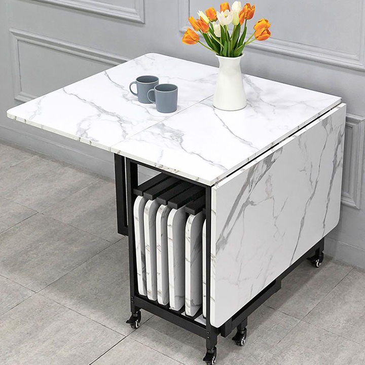 Bàn Ăn Gấp Gọn Thông Minh Hiện Đại Cao Cấp Có Bánh Xe Hình Chữ Nhật - M202