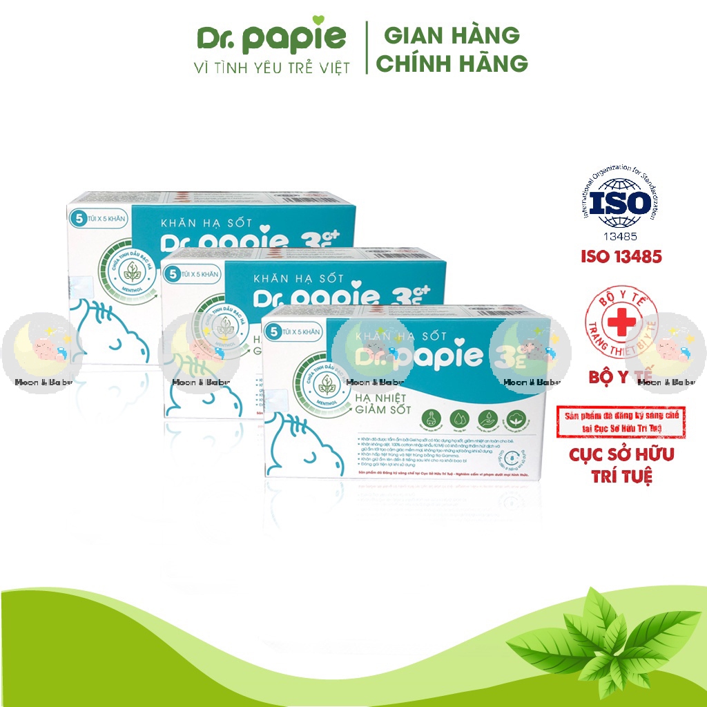 Khăn Lau Hạ Sốt Dr Papie 0M+ Thải Nhiệt Hạ Sốt Chuẩn Nhi Khoa