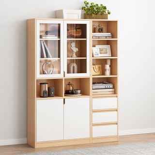 Tủ gỗ để sách, hồ sơ văn phòng có cửa kính đơn giản, hiện đại sib decor