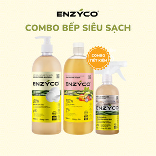ComBo Bếp Siêu Sạch ENZYCO Nước Ngâm Rau Củ, Nước Rửa Chén Và Nước Lau Đa Năng Sinh Học