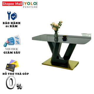 Bàn Ăn Cơm YoLo Chân LU, Sắt Mạ PVD. Nhập Khẩu Cao Cấp Hiện Đại Phù Hợp Căn Hộ Chung Cư Gia Đình