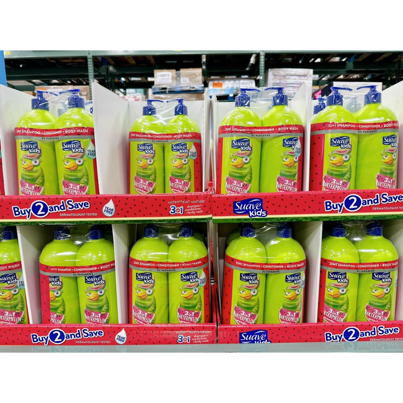 Dầu gội đầu Dầu xả Sữa tắm 3 trong 1 cho trẻ em. Chai(1.18L) Suave Kids
