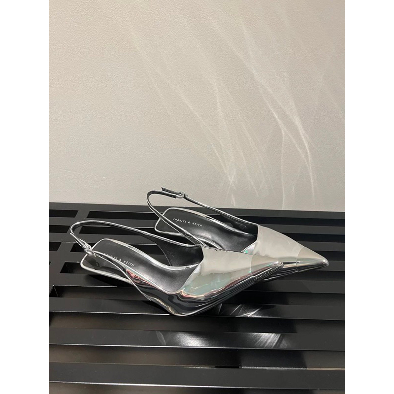 Giày slingback mũi nhọn bạc quai hậu CNK 8145