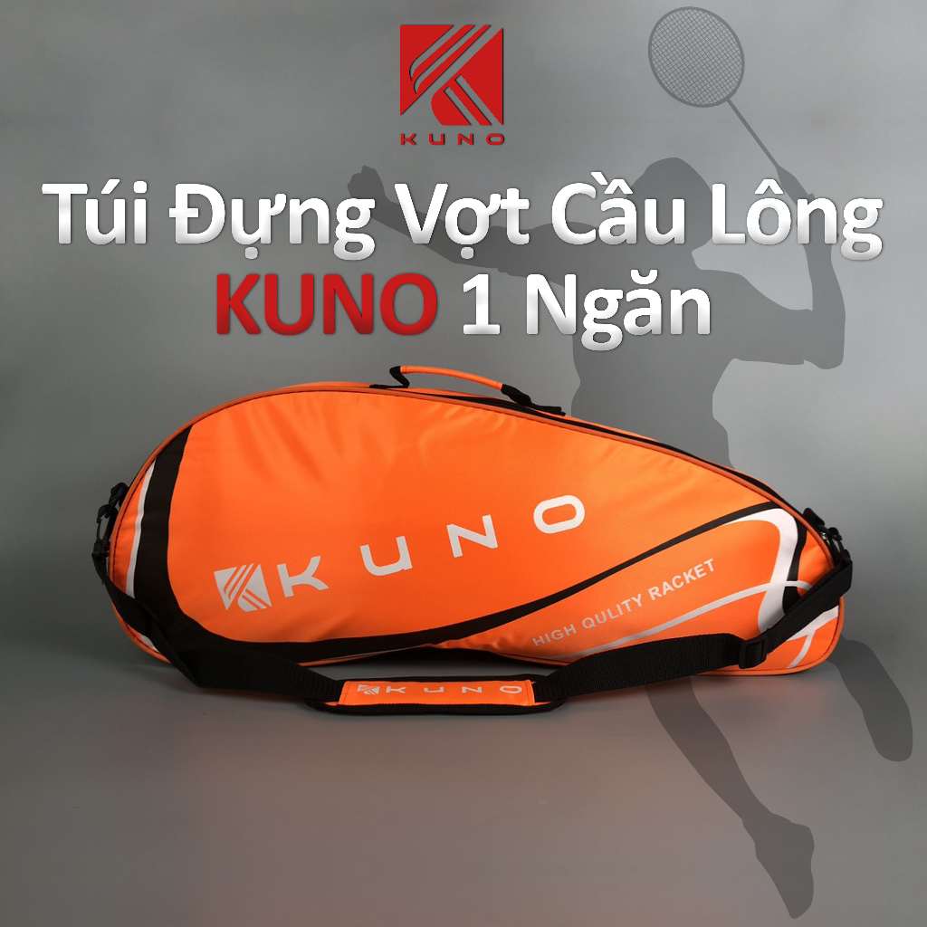 Túi Đựng Vợt Cầu Lông KUNO 1 Ngăn Màu Cam Thoáng Khí Sức Chứa Lớn Thoải Mái Đựng Vợt Và Phụ Kiện Cầu Lông