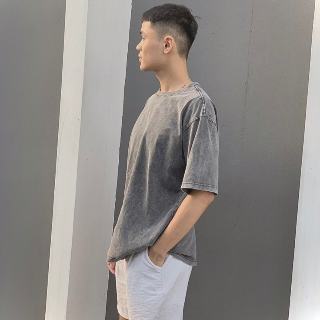 Áo thun wash Trơn basic NB shop , Áo thun unisex nam nữ form rộng oversize chất liệu 100% Cotton