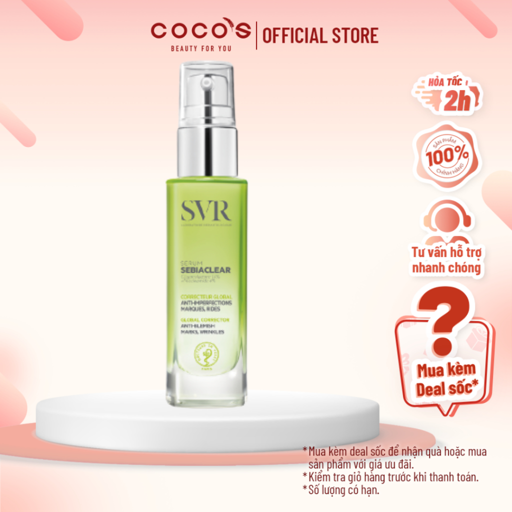 Serum Tinh Chất Giảm Mụn Làm Mờ Thâm Sạm Và Mềm Mịn Da SVR Sebiaclear Serum 30ml