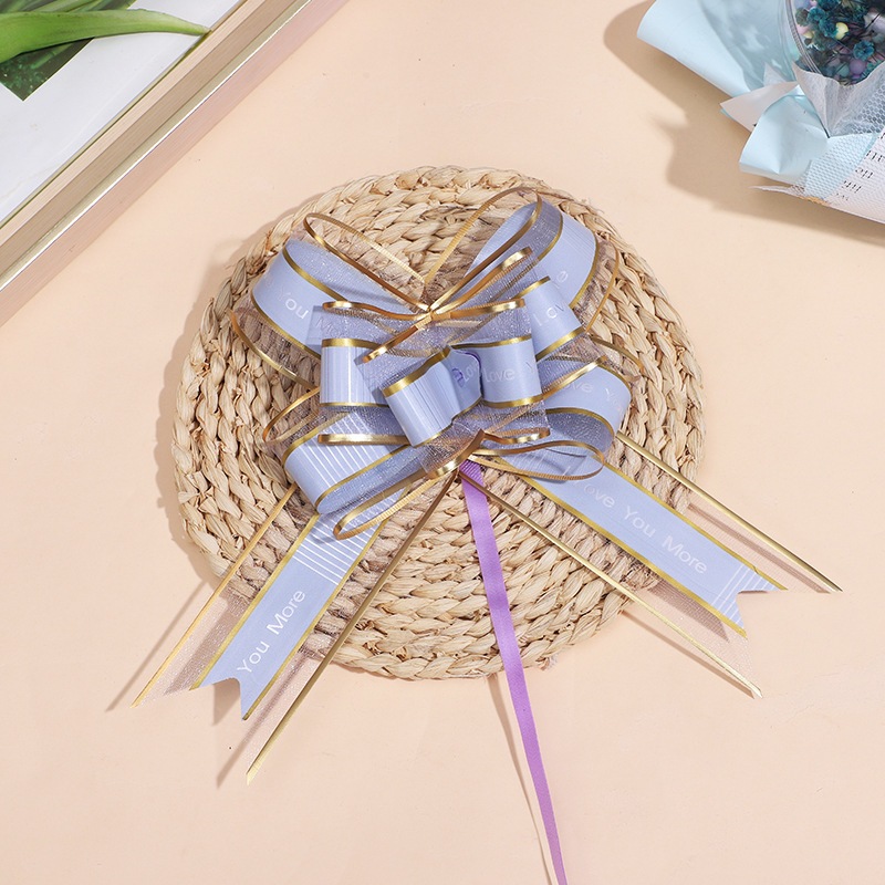 Nơ rút voan viền BestWishes bản 5cm, nơ rút trang trí cao cấp, phụ kiện hoa HT