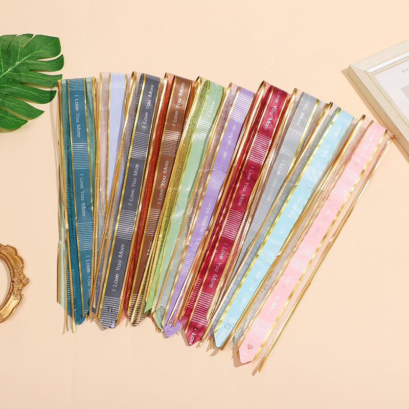 Nơ rút voan viền BestWishes bản 5cm, nơ rút trang trí cao cấp, phụ kiện hoa HT