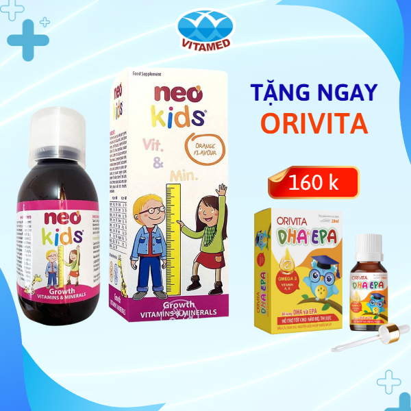 [ Mua 1 Tặng 1 ] Neo Kids Growth - Bổ Sung Vitamin Và Khoáng Chất Cho Bé Chai 150 ML