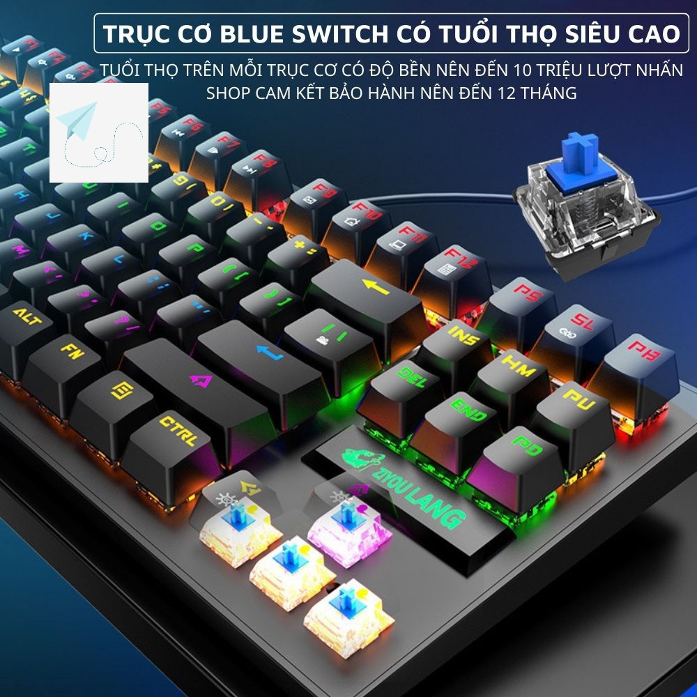 Bàn Phím Cơ Máy Tính Crack K2 PRO 87 phím Led RGB 10 Chế Độ Khác Nhau Tặng Kèm Kit Tháo Keycap - Bàn Phím Cơ Giá Rẻ