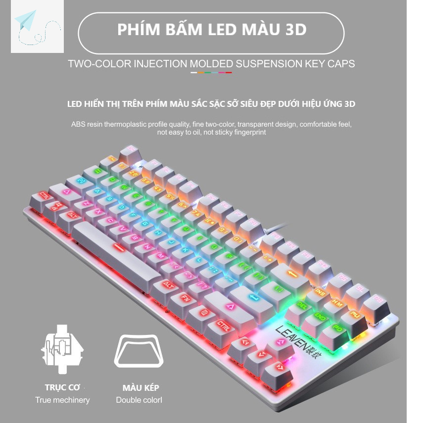 Bàn Phím Cơ Máy Tính Crack K2 PRO 87 phím Led RGB 10 Chế Độ Khác Nhau Tặng Kèm Kit Tháo Keycap - Bàn Phím Cơ Giá Rẻ
