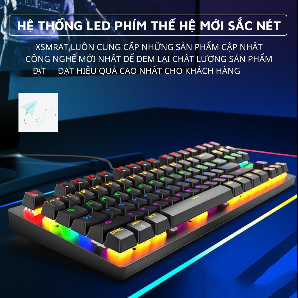 Bàn Phím Cơ Máy Tính Crack K2 PRO 87 phím Led RGB 10 Chế Độ Khác Nhau Tặng Kèm Kit Tháo Keycap - Bàn Phím Cơ Giá Rẻ
