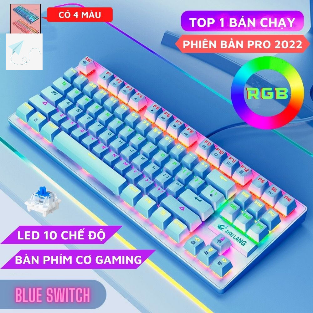 Bàn Phím Cơ Máy Tính Crack K2 PRO 87 phím Led RGB 10 Chế Độ Khác Nhau Tặng Kèm Kit Tháo Keycap - Bàn Phím Cơ Giá Rẻ