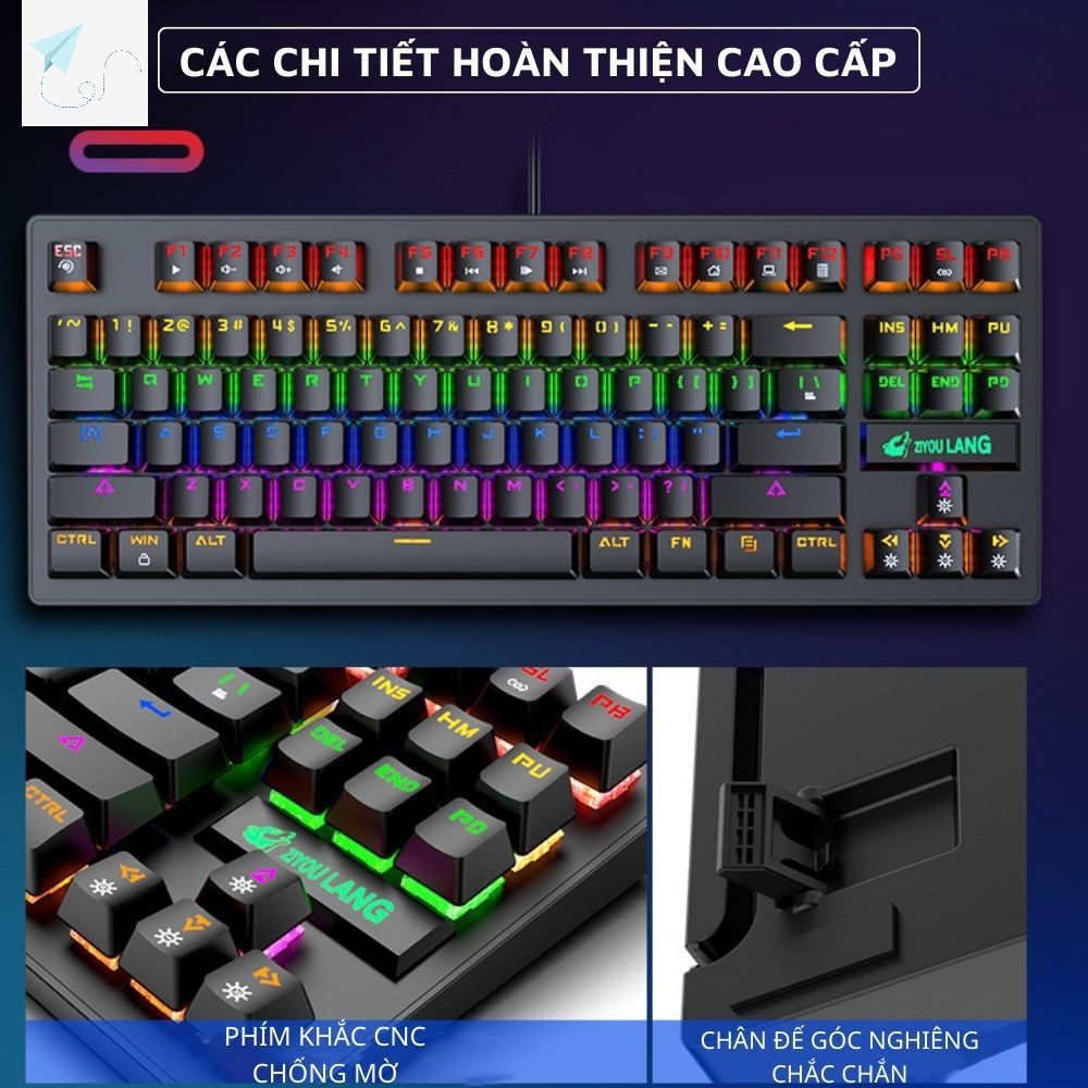 Bàn Phím Cơ Máy Tính Crack K2 PRO 87 phím Led RGB 10 Chế Độ Khác Nhau Tặng Kèm Kit Tháo Keycap - Bàn Phím Cơ Giá Rẻ