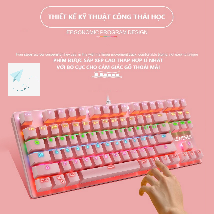 Bàn Phím Cơ Máy Tính Crack K2 PRO 87 phím Led RGB 10 Chế Độ Khác Nhau Tặng Kèm Kit Tháo Keycap - Bàn Phím Cơ Giá Rẻ
