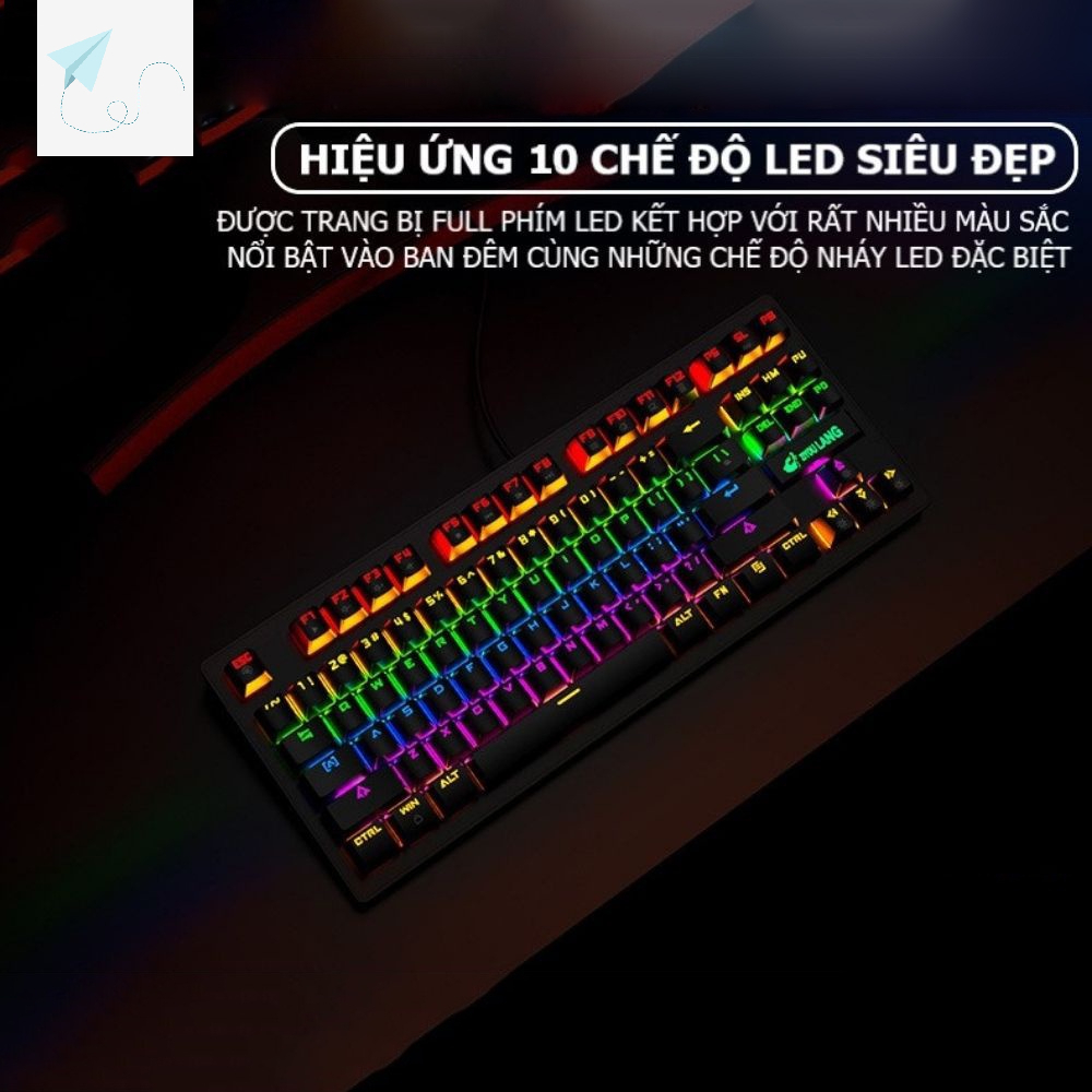 Bàn Phím Cơ Máy Tính Crack K2 PRO 87 phím Led RGB 10 Chế Độ Khác Nhau Tặng Kèm Kit Tháo Keycap - Bàn Phím Cơ Giá Rẻ