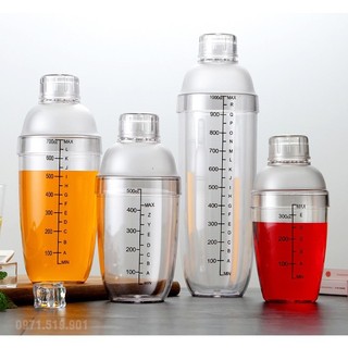 Bình lắc shaker pha chế chia vạch đen 350ml 550ml 700ml 1 lít bằng nhựa cứng