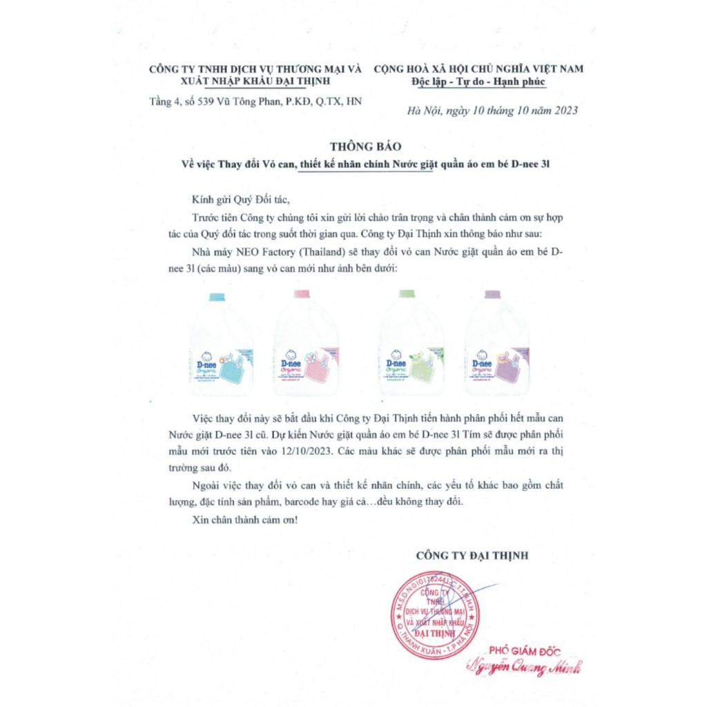 Nước giặt xả Dnee