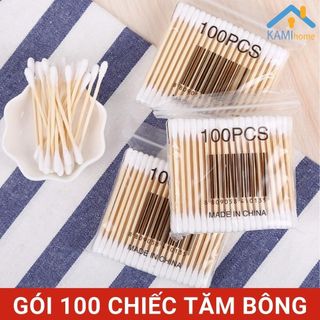 Gói 100 chiếc tăm bông ngoáy tai 2 đầu 10005