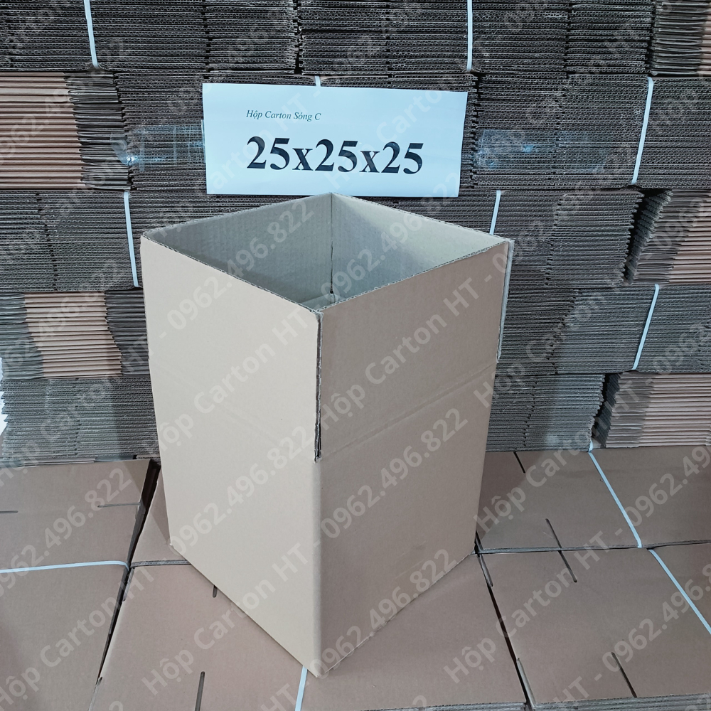 25x25x25 hộp carton đóng hàng, thùng giấy carton gói hàng  giá rẻ - Hộp carton HT