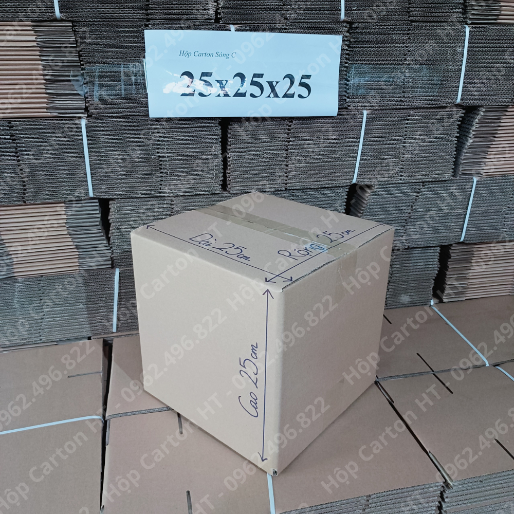 25x25x25 hộp carton đóng hàng, thùng giấy carton gói hàng  giá rẻ - Hộp carton HT