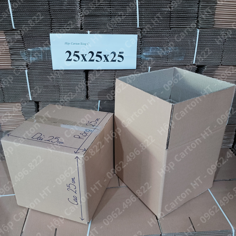 25x25x25 hộp carton đóng hàng, thùng giấy carton gói hàng  giá rẻ - Hộp carton HT