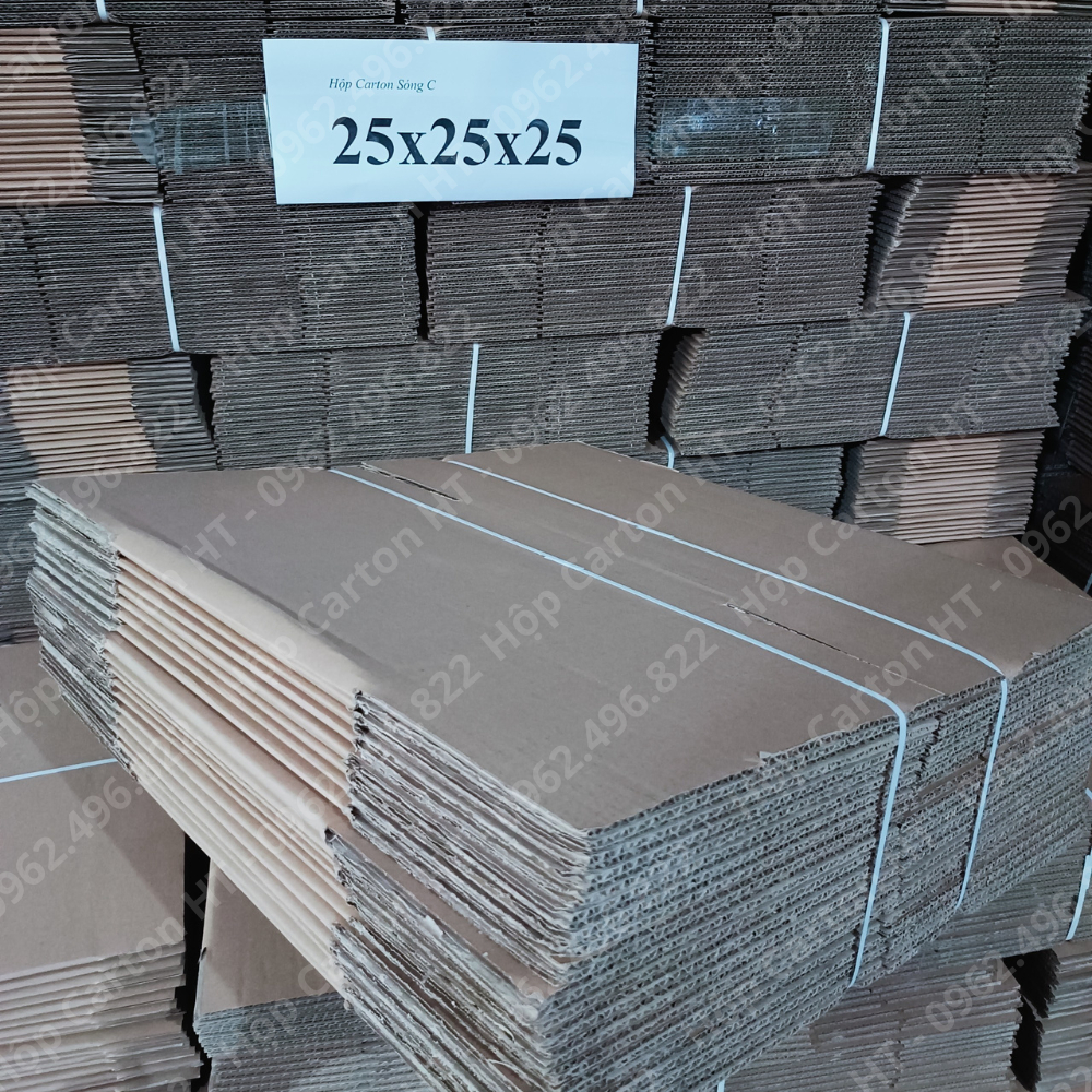 25x25x25 hộp carton đóng hàng, thùng giấy carton gói hàng  giá rẻ - Hộp carton HT