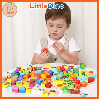 Đồ chơi xâu hạt 100 chi tiết bằng gỗ,bộ luồn hạt gỗ thông minh phát triển kỹ năng,nhiều chủ đề giúp phát triển tư duy