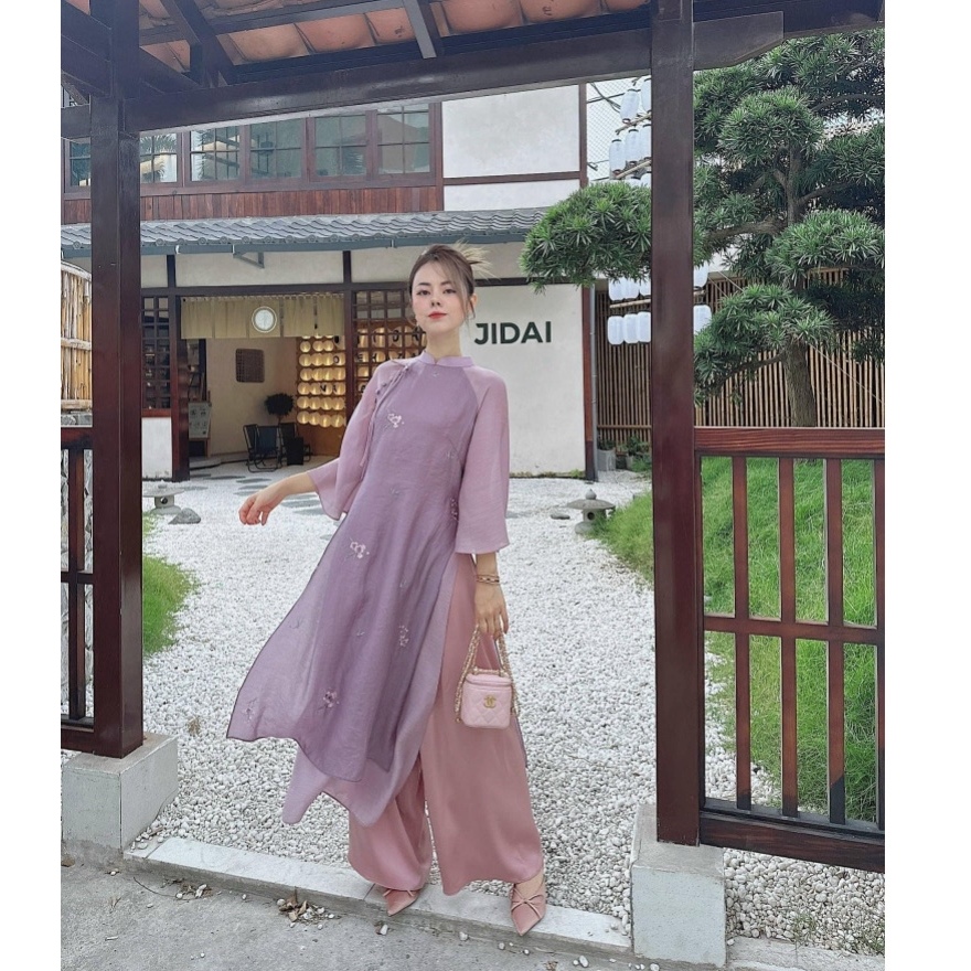 🌹Áo Dài Cánh Tân🌷 4 tà chất vải tơ mềm như hình cổ 2,5cm tặng bờm áo dài dáng xuông tôn dáng làm hàng theo yêu cầu