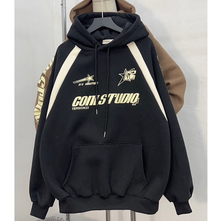 Áo Hoodie From Rộng Mũ 2 Lớp Kiểu Dáng Unisex Chất Nỉ Cotton_Studio