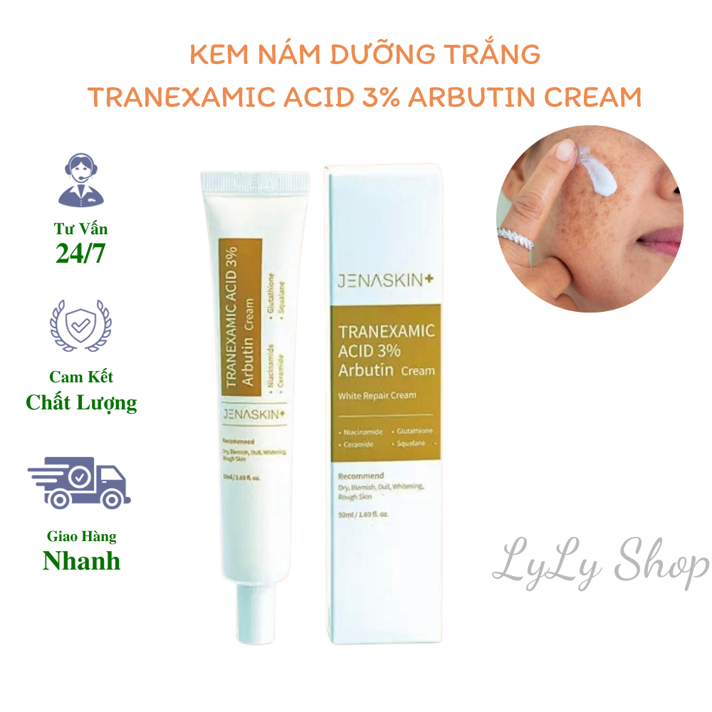 Kem dưỡng trắng, mờ nám Jenaskin Tranexamic Acid 3%, tái tạo phục hồi da mờ nám, tàn nhang, lylyshop-50ml