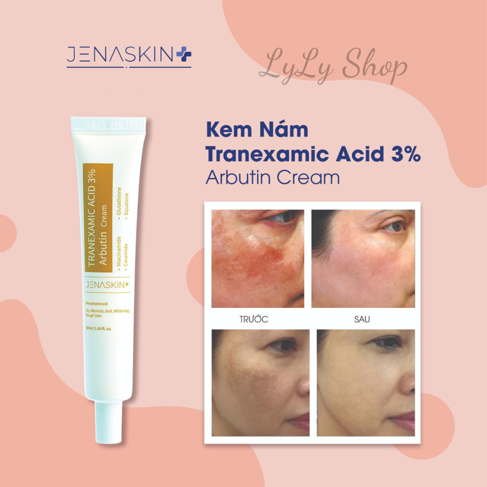 Kem dưỡng trắng, mờ nám Jenaskin Tranexamic Acid 3%, tái tạo phục hồi da mờ nám, tàn nhang, lylyshop-50ml
