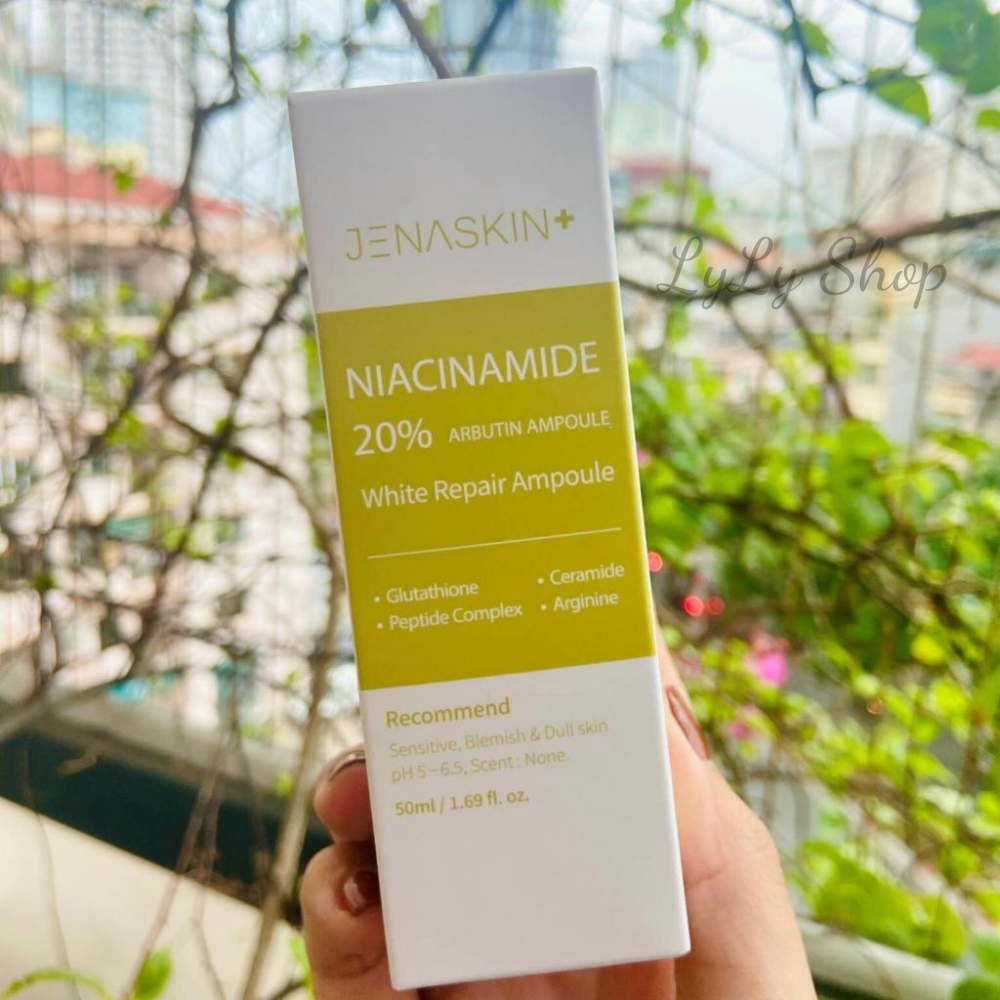 Serum dưỡng trắng da Jenaskin niacinamide 20% arbutin, tinh chất dưỡng trắng, mờ nám, kiềm dầu, dưỡng ẩm lylyshop-50ml