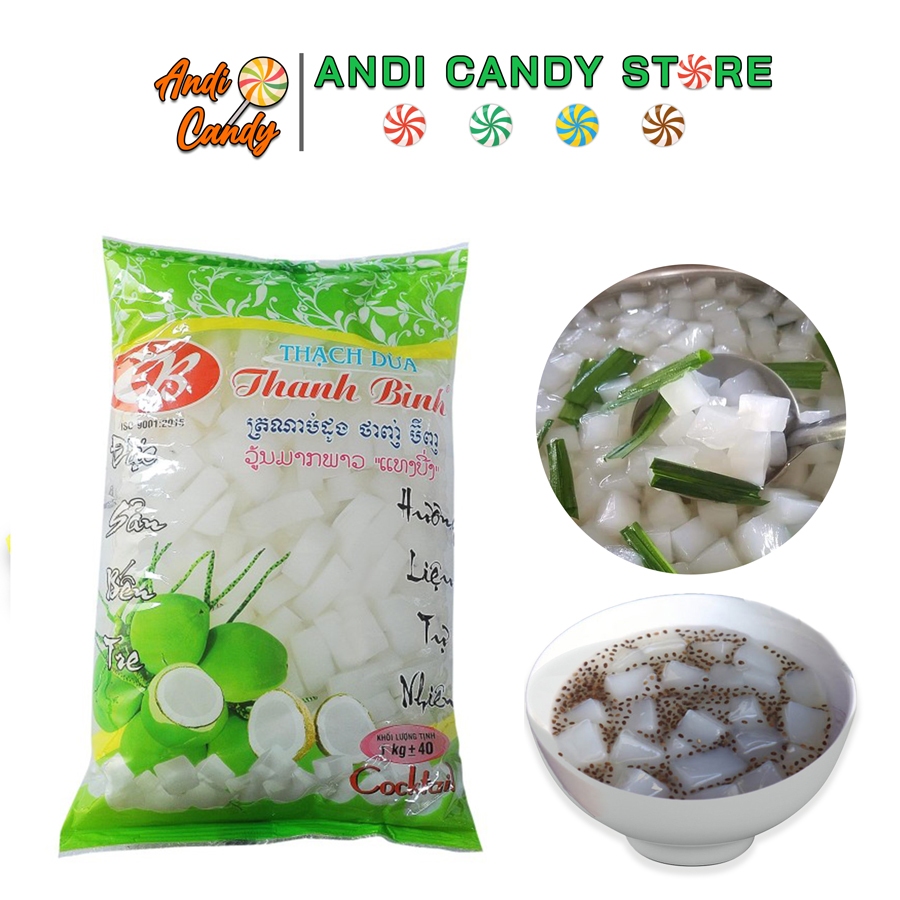 Thạch Dừa Thanh Bình Bến Tre Túi 1kg - Ăn Vặt Topping Đồ Uống
