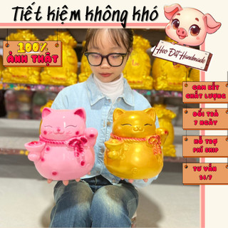Heo đất Lợn đất Heo đất tiết kiệm dễ thương, Heo Đất Handmade, Mèo Nơ size nhỡ