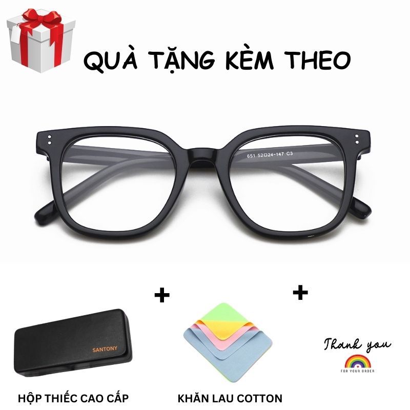 Gọng Kính Vuông Nam Nữ SANTONY Mắt Chống Ánh Sáng Xanh Cao Cấp STND2