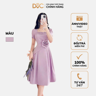 Đầm nữ dự tiệc sang trọng, đầm tím thiết kế họa tiết hoa nổi xếp li đính ngọc tiểu thư cực sang chảnh dvc fashion v3986